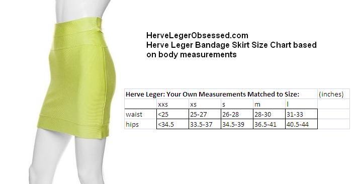 Herve Leger Bandage Dress Size Chart